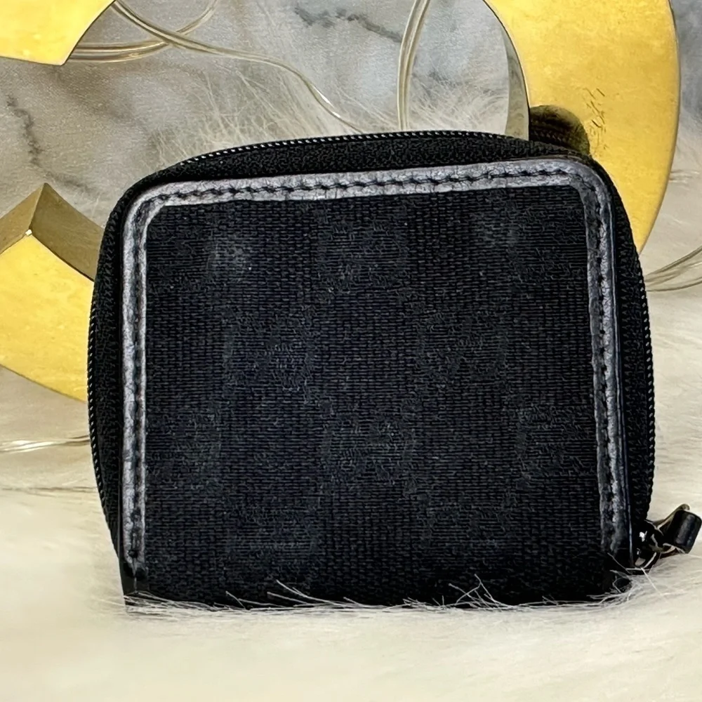 AUTHENTIC GUCCI GG CANVAS LEATHER ZIP COIN PURSE MINI POUCH RARE ITALY - Picture 3 of 6
